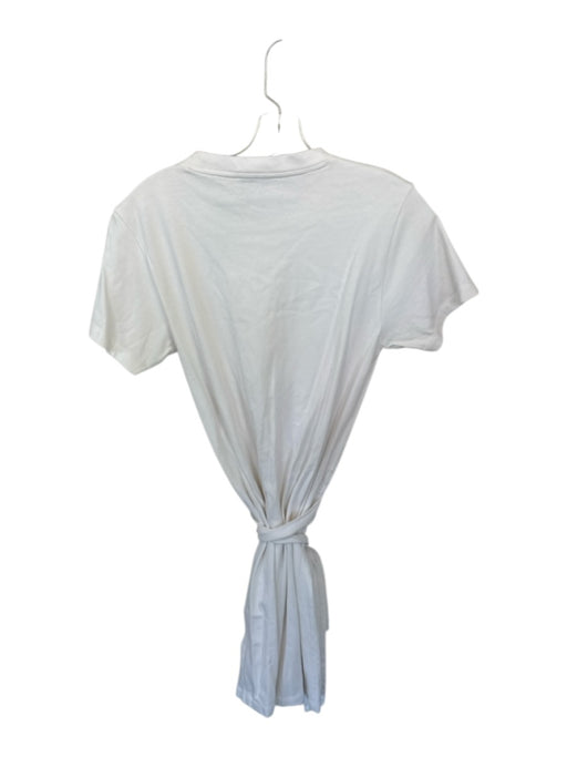 Vince Size S White Cotton Blend Short Sleeve Attached Belt Dress White / S