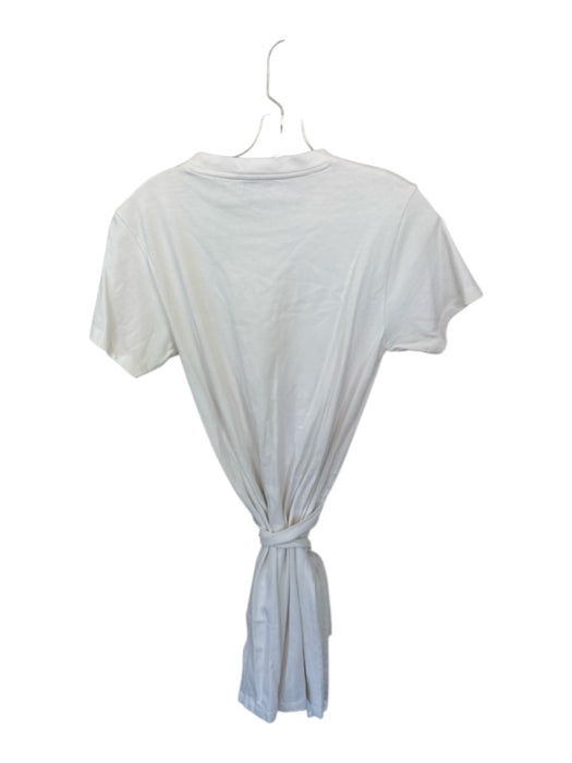 Vince Size S White Cotton Blend Short Sleeve Attached Belt Dress White / S