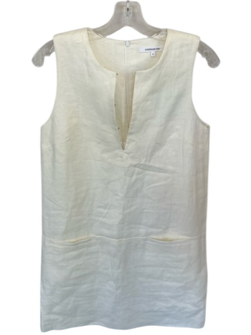 Emerson Fry Size S Cream Linen Sleeveless Hook & Eye Shift Dress Cream / S