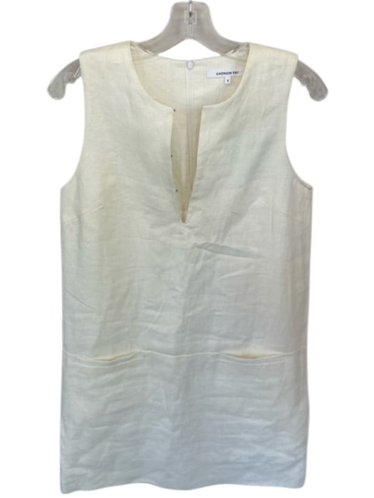 Emerson Fry Size S Cream Linen Sleeveless Hook & Eye Shift Dress Cream / S