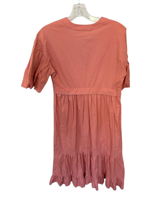 Marie Oliver Size XS coral Cotton Short Balloon Sleeve V Neck Side Zip Dress coral / XS