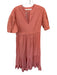 Marie Oliver Size XS coral Cotton Short Balloon Sleeve V Neck Side Zip Dress coral / XS