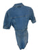 Avec Les Filles Size S Med Light Wash Cotton Blend Short Sleeve Denim Romper Med Light Wash / S