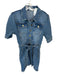 Avec Les Filles Size S Med Light Wash Cotton Blend Short Sleeve Denim Romper Med Light Wash / S