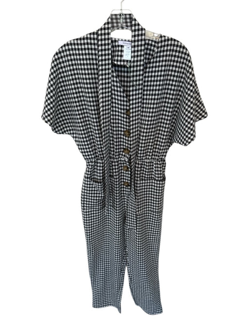 Olivaceous Size M Black & White Polyester Blend Short Sleeve Gingham Jumper Black & White / M