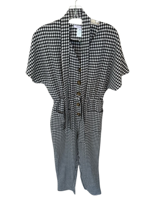 Olivaceous Size M Black & White Polyester Blend Short Sleeve Gingham Jumper Black & White / M