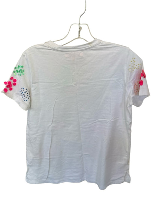 Vilagallo Size S White & Multi Cotton Blend Sequins Short Sleeve Top White & Multi / S