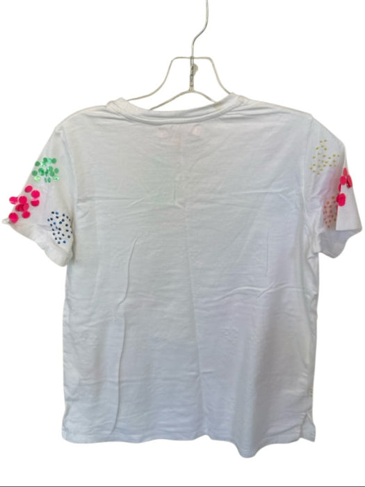 Vilagallo Size S White & Multi Cotton Blend Sequins Short Sleeve Top White & Multi / S