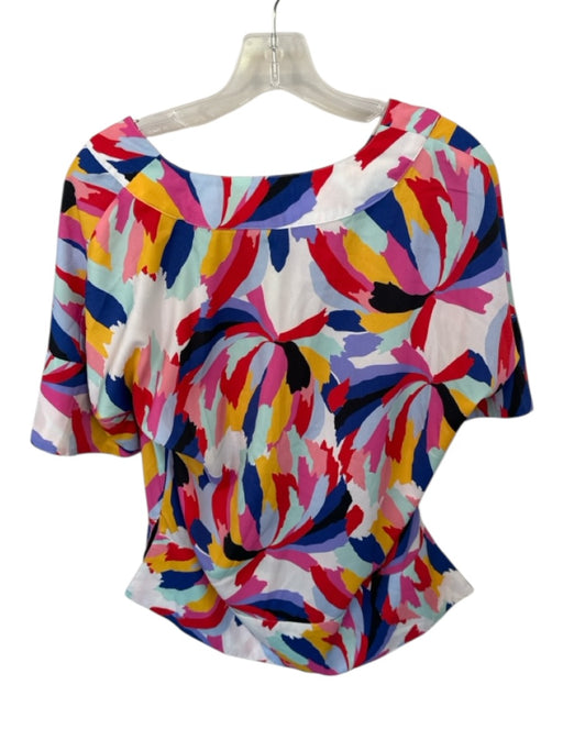 Crosby Size XS Multi Polyester Short Sleeve Flowers V Neck Top Multi / XS