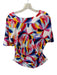 Crosby Size XS Multi Polyester Short Sleeve Flowers V Neck Top Multi / XS
