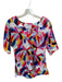 Crosby Size XS Multi Polyester Short Sleeve Flowers V Neck Top Multi / XS