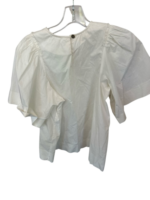 Marie Oliver Size S Cream Cotton Short Sleeve Ruffles Back button Top Cream / S