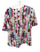 Crosby Size XS White & Multi Polyester Short Sleeve Striped Flowers V Neck Top White & Multi / XS