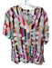 Crosby Size XS White & Multi Polyester Short Sleeve Striped Flowers V Neck Top White & Multi / XS