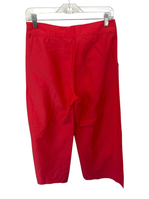 Marie Oliver Size 4 Red Cotton & Silk Side Zip Pleat Detail Wide Leg Pants Red / 4
