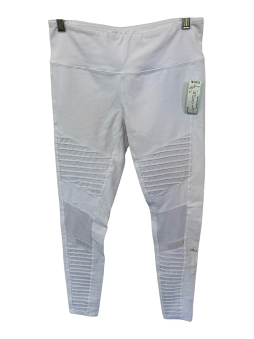 Alo Size M White Nylon Blend High Waist Mesh Detail Athletic Leggings White / M