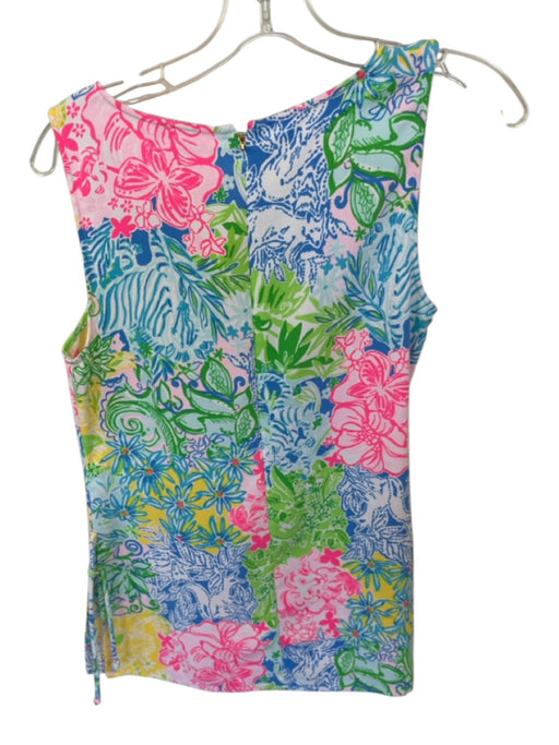 Lilly Pulitzer Size S Multi Rayon Sleeveless Tropical Back Zip Side Slits Dress Multi / S