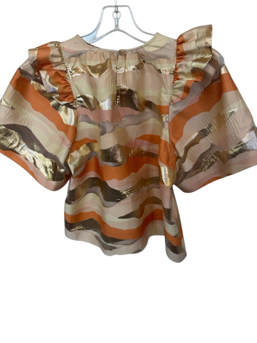 Marie Oliver Size S Orange & Gold Polyester Blend Short Sleeve Swirls Top Orange & Gold / S