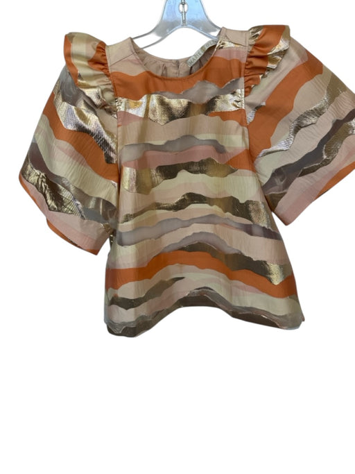 Marie Oliver Size S Orange & Gold Polyester Blend Short Sleeve Swirls Top Orange & Gold / S