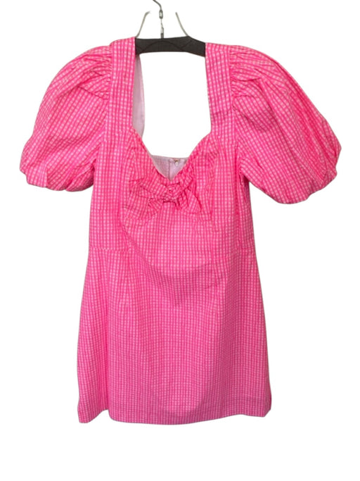 Lilly Pulitzer Size 4 Hot Pink & White Cotton Short Balloon Sleeve Dress Hot Pink & White / 4
