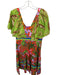 Alden Adair Size M Green & Orange Cotton Blend Short Sleeve Tropical Maxi Dress Green & Orange / M