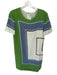 Tory Burch Size 4 Green & Blue Silk Short Sleeve Honeycomb Dress Green & Blue / 4