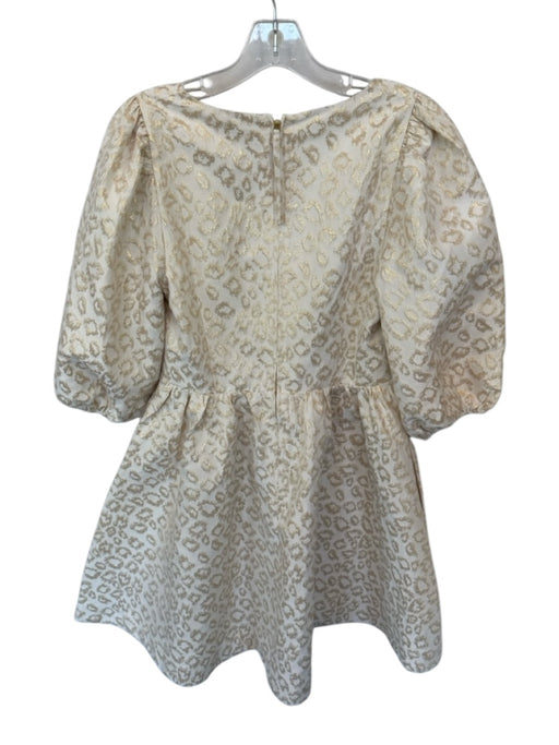Lilly Pulitzer Size 4 Cream & Gold Cotton Blend Long Balloon Sleeve Dress Cream & Gold / 4