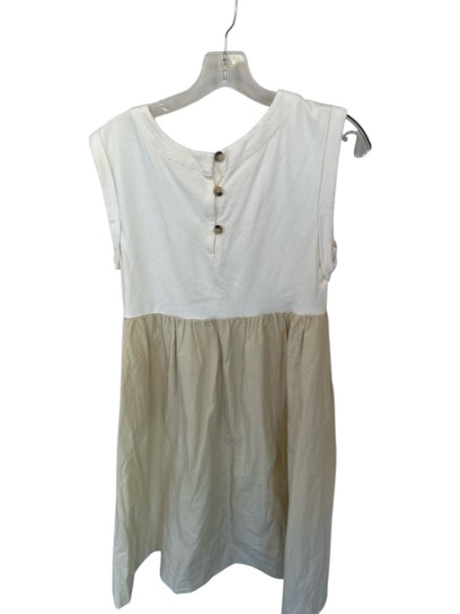 Maeve Size XS Cream & Tan Cotton Blend Cuff Sleeves Color Block Maxi Dress Cream & Tan / XS