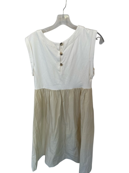 Maeve Size XS Cream & Tan Cotton Blend Cuff Sleeves Color Block Maxi Dress Cream & Tan / XS
