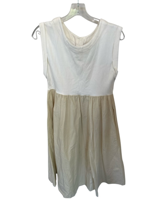 Maeve Size XS Cream & Tan Cotton Blend Cuff Sleeves Color Block Maxi Dress Cream & Tan / XS