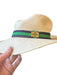 Tory Burch Cream & Navy paper straw Ribbon Fedora Hat Cream & Navy / One Size