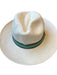 Tory Burch Cream & Navy paper straw Ribbon Fedora Hat Cream & Navy / One Size