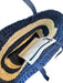 Kate Spade Navy & Tan Sraw Top Handle Striped Embroidered Tote Bag Navy & Tan / L