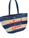 Kate Spade Navy & Tan Sraw Top Handle Striped Embroidered Tote Bag Navy & Tan / L