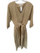a mente Size M Tan Cotton high v neck Sinched Waist Cuffed 1/2 Sleeve Dress Tan / M