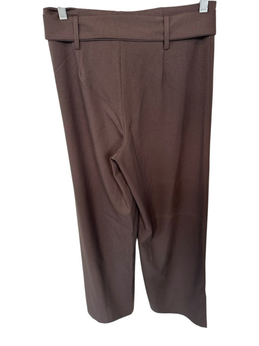 Julie Brown Size 4 Brown Polyester Blend Zipper Tie belt Wide Leg Pants Brown / 4
