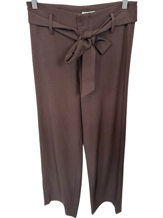 Julie Brown Size 4 Brown Polyester Blend Zipper Tie belt Wide Leg Pants Brown / 4