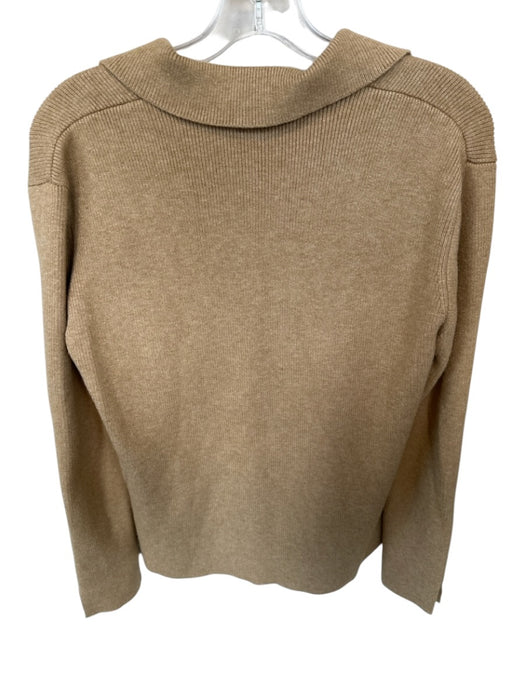 English Factory Size M Tan Knit Collar Long Sleeve V Neck Top Tan / M