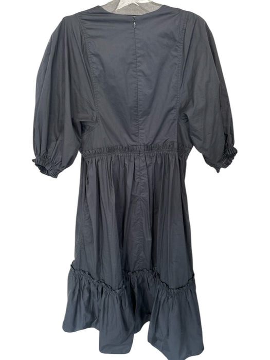 Hunter Bell Size M Black Cotton Back Zip V Neck Puff Sleeve Pleaded detail Dress Black / M