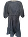 Hunter Bell Size M Black Cotton Back Zip V Neck Puff Sleeve Pleaded detail Dress Black / M