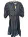 Hunter Bell Size M Black Cotton Back Zip V Neck Puff Sleeve Pleaded detail Dress Black / M