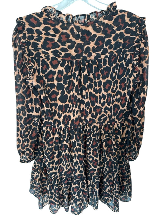 J Crew Size XS Orange & Black Polyester Animal Print Ruffle Collar Dress Orange & Black / XS