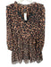 J Crew Size XS Orange & Black Polyester Animal Print Ruffle Collar Dress Orange & Black / XS