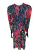 Farm Rio Size S Multi Viscose Ruffle Neck Sheer Long Sleeve Back Zip Dress Multi / S
