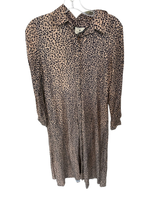 Tuckernuck Size S Tan & black Rayon Cheetah Print Collar Long Sleeve Dress Tan & black / S