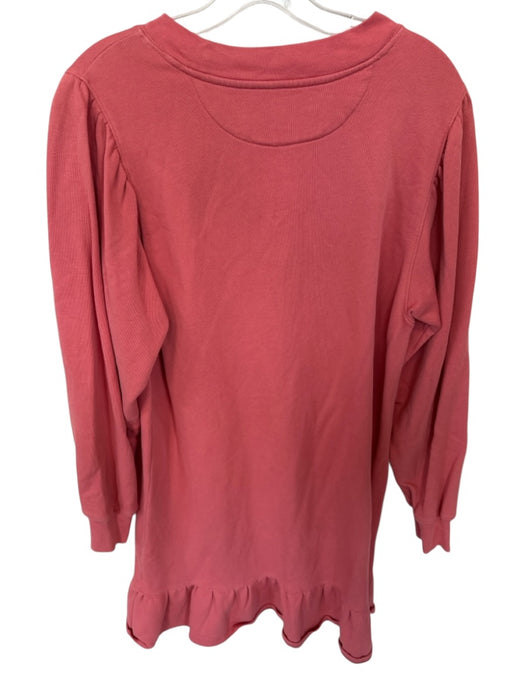 Marie Oliver Size S Salmon Cotton Long Sleeve Drop Waist Crew Neck Dress Salmon / S
