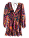 Love The Label Size S Multi 100% Cotton Ruffle V Neck & Back Long Sleeve Dress Multi / S