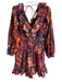 Love The Label Size S Multi 100% Cotton Ruffle V Neck & Back Long Sleeve Dress Multi / S