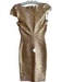 Herve Leger Size S Gold Rayon Blend Foil Bandage Cap Sleeve Knee length Dress Gold / S
