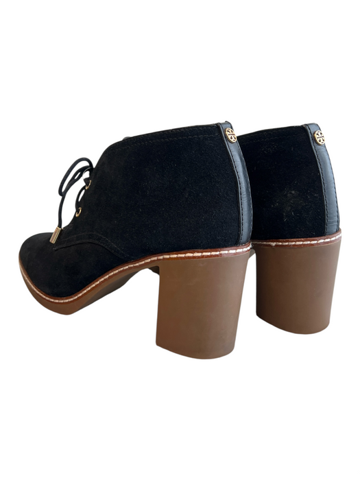 Tory Burch Shoe Size 10 Black Leather Upper Fur Lining Lace Up Block Heel Shoes Black / 10